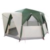 Hat fős cabin sátor tetővel tárolóval zöld 425 x 396 x 222 cm