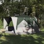 Cabin tent 7-person tetővel tárolóval zöld 400 x 350 x 212 cm