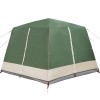Cabin tent 7-person tetővel tárolóval zöld 400 x 350 x 212 cm
