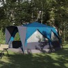 Cabin tent 7-person tetővel tárolóval kék 400 x 350 x 212 cm