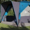 Cabin tent 7-person tetővel tárolóval kék 400 x 350 x 212 cm