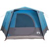 Cabin tent 7-person tetővel tárolóval kék 400 x 350 x 212 cm
