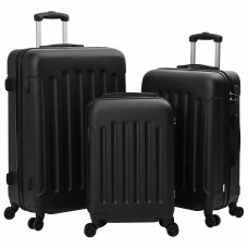 Bőrönd zárral 3 pcs fekete 50 x 31 x 78 cm abs műanyag