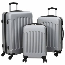 Bőrönd zárral 3 pcs ezüst 50 x 31 x 78 cm abs műanyag