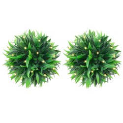 2 db zöld mesterséges boxwood gömbök led fényekkel 20 cm