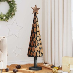 Karácsonyfa állvánnyal barna 120 cm tömör tíkfa