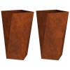 Növénytartó 2 pcs rozsdás 40 x 40 x 75 cm időjárásálló acél