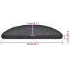 30 db antracitszürke félkör alakú lépcsőszőnyeg 56 x 17 x 3 cm