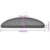 30 db sötétszürke félkör alakú lépcsőszőnyeg 56 x 17 x 3 cm