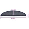 30 db sötétszürke és kék félkör alakú lépcsőszőnyeg 56 x 17 x 3 cm