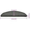 30 db sötétszürke félkör alakú lépcsőszőnyeg 56 x 17 x 3 cm