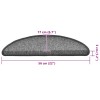 20 db sötétszürke félkör alakú lépcsőszőnyeg 56 x 17 x 3 cm