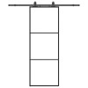 Fekete esg üveg tolóajtó fémszerelvény-szettel 76x205 cm