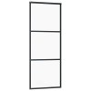 Fekete esg üveg tolóajtó fémszerelvény-szettel 76x205 cm