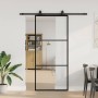 Fekete esg üveg tolóajtó fémszerelvény-szettel 90x205 cm
