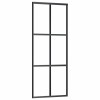 Fekete esg üveg tolóajtó fémszerelvény-szettel 76x205 cm