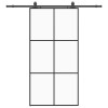 Fekete esg üveg tolóajtó fémszerelvény-szettel 102x205 cm