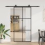Fekete esg üveg tolóajtó fémszerelvény-szettel 102x205 cm