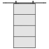 Fekete esg üveg tolóajtó fémszerelvény-szettel 102,5x205 cm