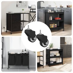 Forgó kerék 2 pcs fekete m6 mm vas és nylon