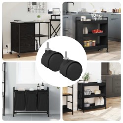 Kerekek 2 pcs fekete és ezüst 37,8 x 40 mm vas és pp