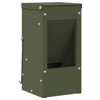 Nyúl etető olajzöld 12,5 x 12,5 x 25 cm hidegen hengerelt acél