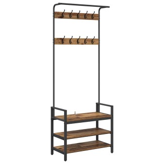 Kabáthorog polcokkal tárolóval öreg fa 75 x 34 x 184 cm faanyag