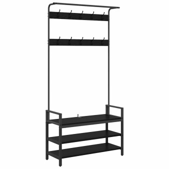 Kabáthorog polcokkal fekete tölgy 95 x 34 x 184 cm faanyag