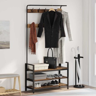 Kabáthorog polcokkal tárolóval öreg fa 95 x 34 x 184 cm faanyag