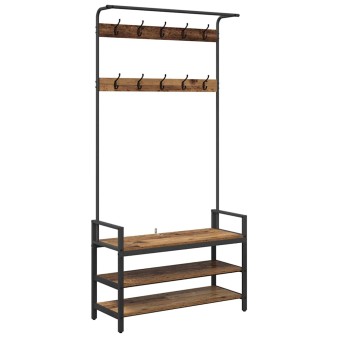 Kabáthorog polcokkal tárolóval öreg fa 95 x 34 x 184 cm faanyag