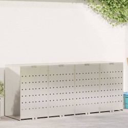 Gurulós kuka tároló 3 kukához ezüst 340 x 77.5 x 115.5 cm