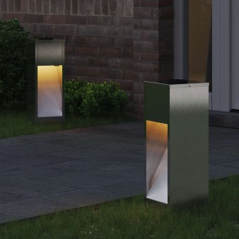 Napelemes led útjelző lámpa 2 pcs ezüst rozsdamentes acél