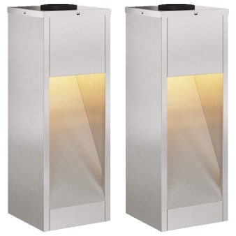 Napelemes led útjelző lámpa 2 pcs ezüst rozsdamentes acél