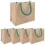 Juta táskák 5 pcs természetes és zöld 26 x 22 x 14 cm