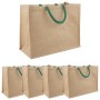 Juta táskák 5 pcs természetes és zöld 42 x 33 x 19 cm