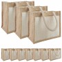 Juta kézi táskák zsebbel 10 pcs 26 x 22 x 14 cm 100% tossa juta