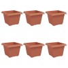 Négyzet virágcserép 6 pcs tégla vörös 23 x 23 x 17,5 cm műanyag