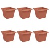 Négyzet virágcserép 6 pcs tégla vörös 33 x 33 x 26 cm műanyag