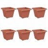 Négyzet virágcserép 6 pcs tégla vörös 38 x 38 x 30 cm műanyag