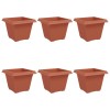 Négyzet virágcserép 6 pcs tégla vörös 43 x 43 x 33,5 cm műanyag