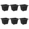 Négyzet virágcserép 6 pcs fekete 33 x 33 x 26 cm műanyag