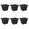 Négyzet virágcserép 6 pcs fekete 38 x 38 x 30 cm műanyag