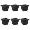 Négyzet virágcserép 6 pcs fekete 43 x 43 x 33,5 cm műanyag