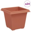 Négyzet virágcserép 24 pcs tégla vörös 16 x 16 x 14 cm műanyag