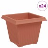Négyzet virágcserép 24 pcs tégla vörös 20 x 20 x 16 cm műanyag