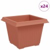 Négyzet virágcserép 24 pcs tégla vörös 23 x 23 x 17,5 cm