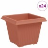 Négyzet virágcserép 24 pcs tégla vörös 33 x 33 x 26 cm műanyag
