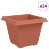 Négyzet virágcserép 24 pcs tégla vörös 38 x 38 x 30 cm műanyag