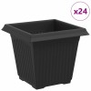 Négyzet virágcserép 24 pcs fekete 16 x 16 x 14 cm műanyag
