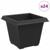 Négyzet virágcserép 24 pcs fekete 20 x 20 x 16 cm műanyag